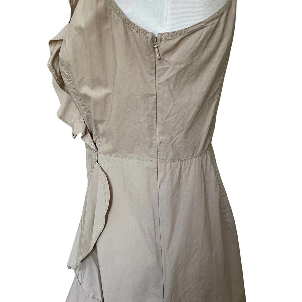 Marissa Webb Collective Khaki Beige Sleeveless Ruffle Wrap Mini Dress Size 4 - Picture 8 of 14